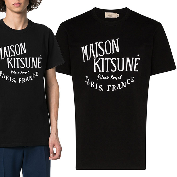 21SS 메종키츠네 Palais Royal 로고 티셔츠 블랙 Palais Royal 로고 티셔츠 블랙