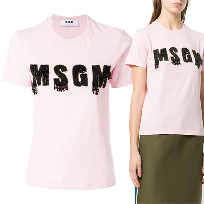 MSGM 비즈 로고 티셔츠 핑크  MM106 184299 11