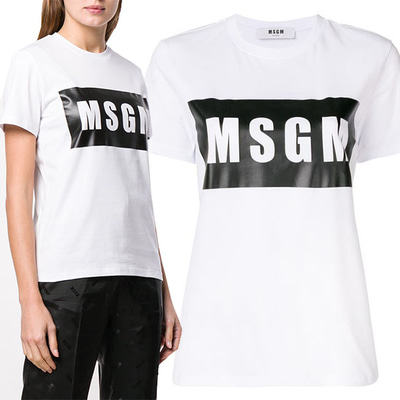 MSGM 사각 로고 티셔츠 화이트