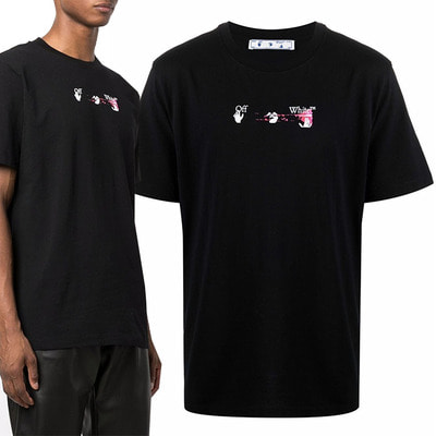 오프화이트 페인팅 애로우 티셔츠 블랙 OMAA027