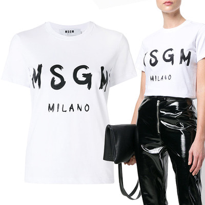 MSGM 로고 여성 티셔츠 화이트 MDM60184299 01