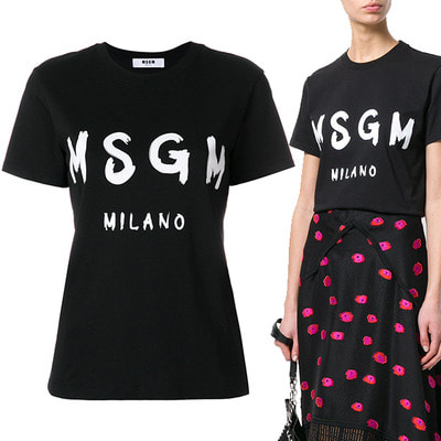 MSGM 로고 여성 티셔츠 블랙 MDM60184299 99