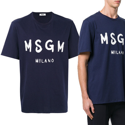 MSGM 로고 티셔츠 네이비
